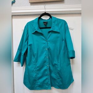 Lane Bryant Turquoise Button-Down Shirt - Sz 22/24